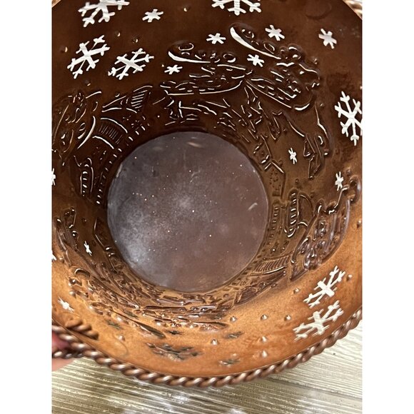 Christmas Punched Metal Santa Claus & Reindeer Pail Bucket Rustic Holiday Decor - Picture 6 of 9